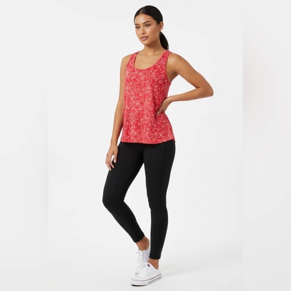 FILA Women’s XL Red Rose Print Athletic Tank Sleeveless Workout Top